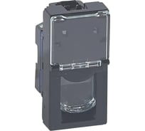 Розетка RJ 45 Legrand программа Mosaic категория 6, UTP, 1 модуль, черный 079481