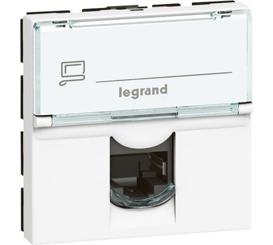 Розетка RJ 45 Legrand программа Mosaic категория 6, UTP, 90, 2 модуля, белый 076591 1