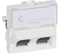 Розетка RJ 45 Legrand программа Mosaic категория 6, UTP, 45, 2 розетки RJ 45, 2 модуля, белый 076504