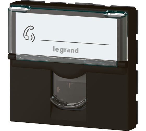 Розетка RJ 45 Legrand программа Mosaic категория 6a, STP, 2 модуля, матовая черная 079176L