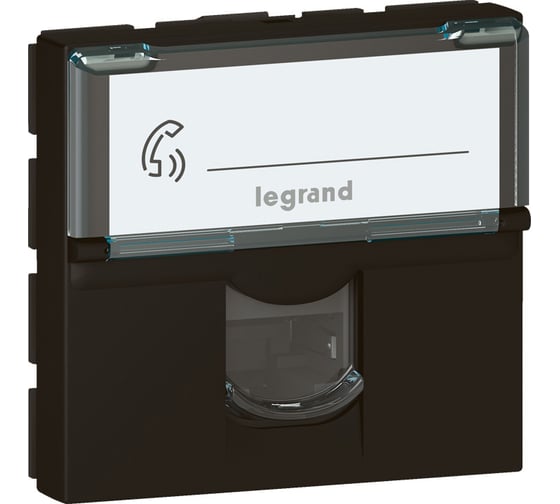 Розетка RJ 45 Legrand программа Mosaic категория 6a, STP, 2 модуля, матовая черная 079176L