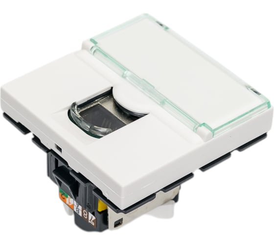 Розетка RJ 45 Legrand программа Mosaic категория 6a, UTP, 2 модуля, белый 076574