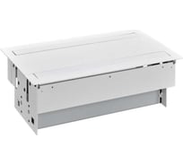 Двухсторонний врезной розеточный блок с крышкой и мет. вводом Simon S400, 8x2PE, 4 модуля, белый, 47604000-130