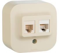Розетка двойная RJ11+RJ45 Legrand Quteo категория 5e, UTP, IP20, накладной монтаж, слоновая кость 782251