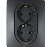 Розетка двойная Legrand Etika с заземлением, без шторок, в сборе, 16А, 250В, винтовые зажимы, антрацит 672623