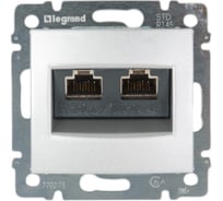 Розетка Legrand компьютерная двойная RJ45 10GB категория 6 STP Legrand Valena монтаж на винтах алюминий 770273
