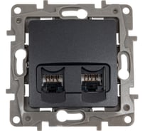 Розетка компьютерная двойная Legrand Etika RJ45, категория 5e, UTP, антрацит 672655