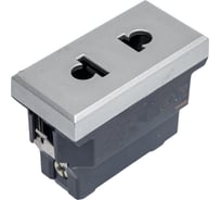 Розетка Legrand Axolute 2К, 16 А с защитными шторками Евро – Американский стандарт, алюминий HC4125