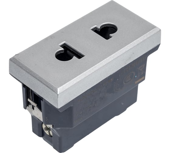 Розетка Legrand Axolute 2К, 16 А с защитными шторками Евро – Американский стандарт, алюминий HC4125