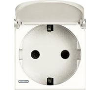 Розетка Legrand Axolute 2К+З с крышкой, 10/16 А 250 В с боковыми заземляющими контактами Schuko, с экранированными контактами, клеммы с автоматическим зажимом, цвет белый, немецкий стандарт HD4141PW
