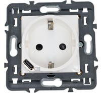 Розетка Legrand 2К+3 с USBC Программа Mosaic немецкий стандарт с суппортом белая 077271L