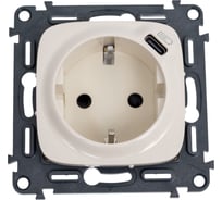 Розетка комбинированная Legrand Valena ALLURE 2К+З, 16А, ~250В, со встроенным зарядным устройством, USB C 15А 5В, с лицевой панелью, слоновая кость 753006