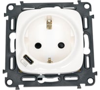 Розетка комбинированная Legrand Valena ALLURE 2К+З, 16А, ~250В, со встроенным зарядным устройством, USB C 15А 5В, с лицевой панелью, юелое 753005