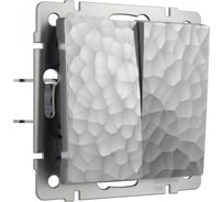 Проходной двухклавишный выключатель WERKEL W1222006 hammer серебряный a052084