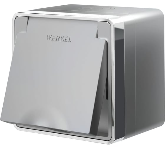 Влагозащищенная розетка WERKEL W5071206 с заземлением, с защитной крышкой и шторками  a052775