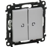 Переключатель двухклавишный Legrand Valena LIFE 10АХ 250В с подсветкой С лицевой панелью Алюминий 752609