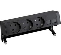 Настольный 4-модульный розеточный блок Simon, 3х2PE, 2хRJ45, черный, S400 42403020-138