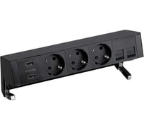 Настольный 5-модульный розеточный блок Simon, 3x2PE, 2xUSB з/у, 2хRJ45, черный, S400 42523020-138