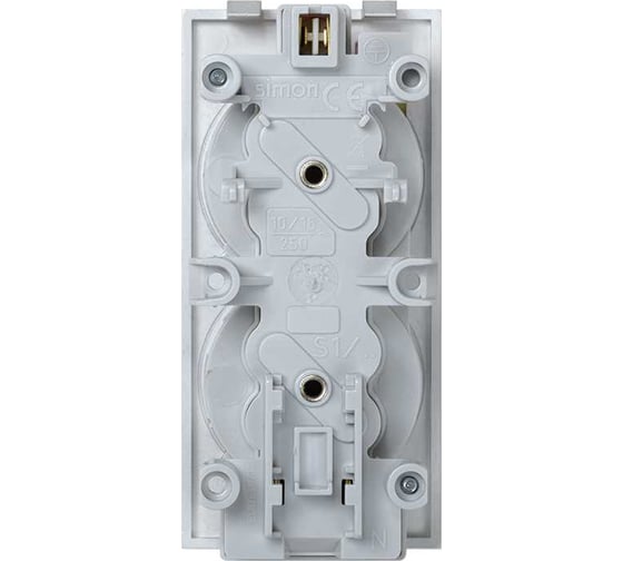Розетка с заземлением Simon 2x2PE, сдвоенная, S-модуль, с индикатором 16А, 250В, алюминий S1-8