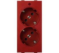 Розетка с заземлением Simon 2x2PE, сдвоенная, S-модуль, с индикатором 16А, 250В, красный S1-6
