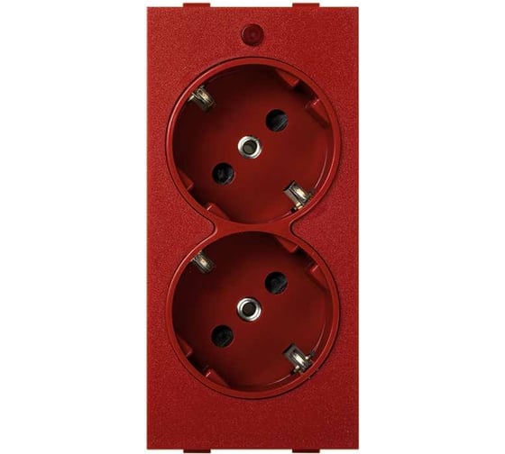 Розетка с заземлением Simon 2x2PE, сдвоенная, S-модуль, с индикатором 16А, 250В, красный S1-6