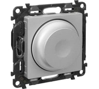 Светорегулятор с поворотной ручкой универсальный Legrand Valena LIFE 300Вт без нейтрали, с лицевой панелью, алюминий 752660