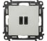 Зарядное устройство Legrand Valena LIFE с двумя USB-разьемами тип С, тип С 240В/5В 3000мА, с лицевой панелью, цвет алюминий 753307 3