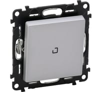 Выключатель кнопочный Legrand Valena LIFE 6А 250В c подсветкой,с лицевой панелью, безвинтовые зажимы, алюминий 752312