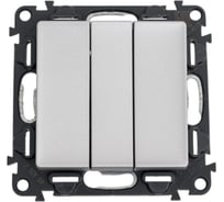 Выключатель трехклавишный Legrand Valena LIFE 10АХ 250В с лицевой панелью, винтовые зажимы, алюминий 752603