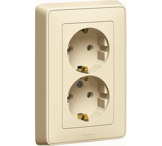 Розетка Legrand Cariva DIY 2x2К+З, нем cт, слоновая кость 695918 1