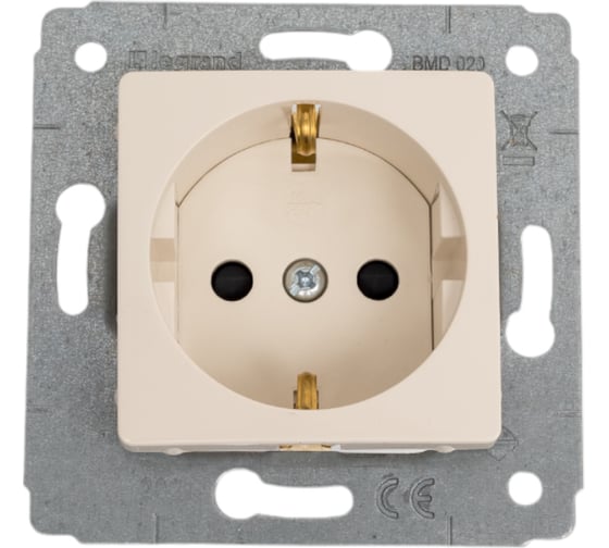 Розетка Legrand Cariva DIY 2К+З, нем винты, шторки, слоновая кость 695917 1