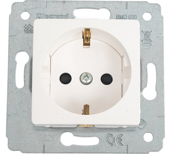 Розетка Legrand Cariva DIY 2К+З, нем, винты, шторки, белый 695947