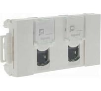 Розетка Legrand 2хRJ 45 Программа Mosaic категория 6 FTP с механизмом быстрого подключения 4 модуля белый 076546
