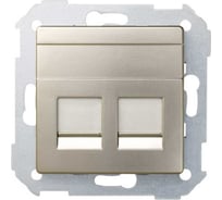 Адаптер со шторками на 2 коннектора Simon UTP S82, S82N, RJ45, FTP RJ45, RJ12, AMP, шампань 82006-34