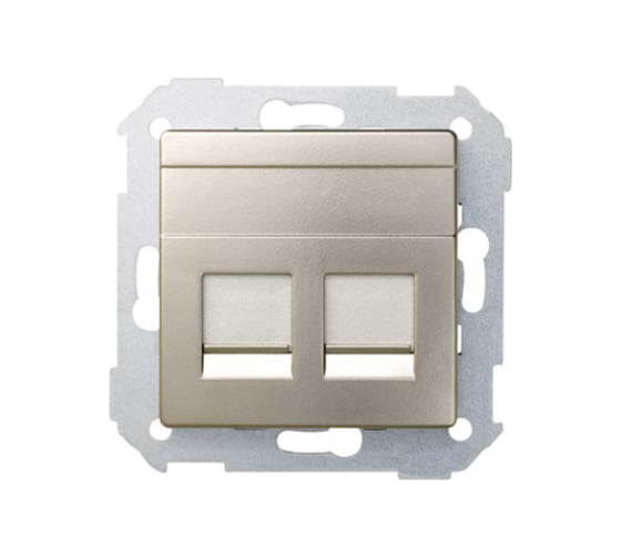 Адаптер со шторками на 2 коннектора Simon UTP S82, S82N, RJ45, FTP RJ45, RJ12, AMP, шампань 82006-34