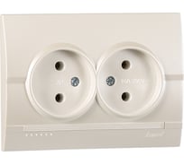 Двойная розетка Lezard DERIY б/з жемчужно-белая металлик 702-3030-128B