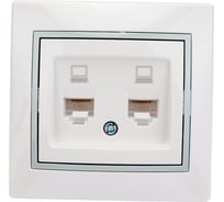 Розетка Lezard Мира RJ 45x2 белый с вст сер 701-0215-141