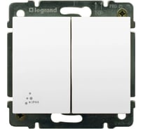 Выключатель Legrand двухклавишный Galea Life IP 44 белая лицевая панель 771021