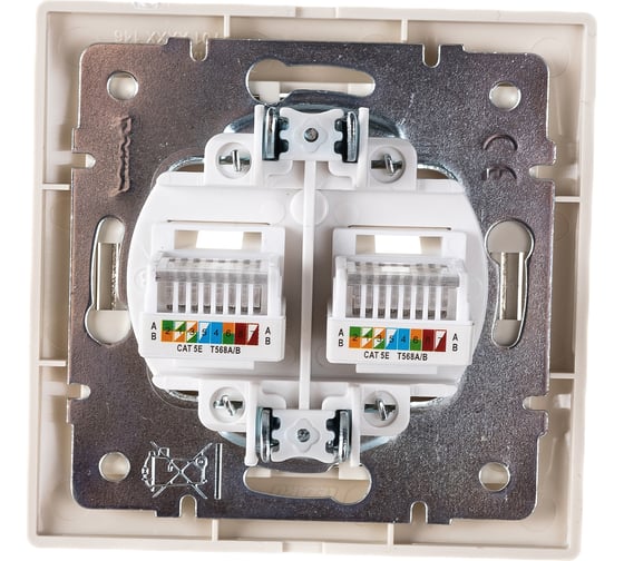 Розетка Lezard Мира RJ45x2 крем с вст крем 701-0303-141