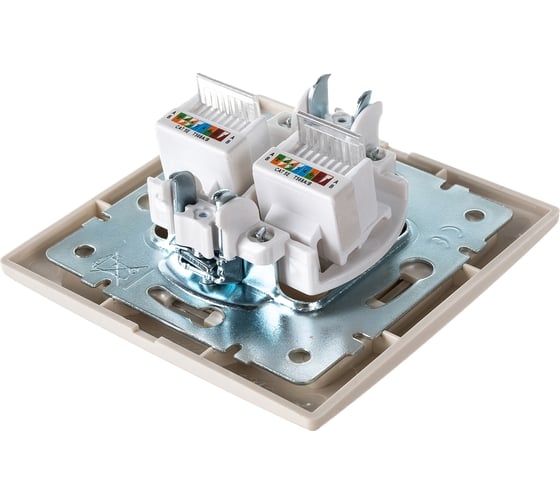 Розетка Lezard Мира RJ45x2 крем с вст крем 701-0303-141