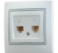 Розетка Lezard Мира RJ 45+RJ 1 белый с вст сер 701-0215-143
