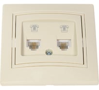 Розетка Lezard Мира RJ11x2 крем с вст крем 701-0303-138