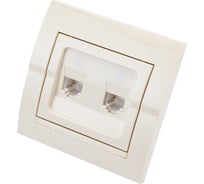Розетка Lezard DERIY RJ11x2 евро крем 702-0303-138