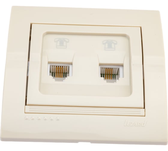 Розетка Lezard DERIY RJ11x2 евро крем 702-0303-138