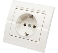 Розетка Lezard DERIY с заземлением ПБТ белый 702-0202-122