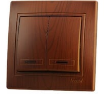 Выключатель Lezard Мира х2 с подсв сосна 701-0801-112