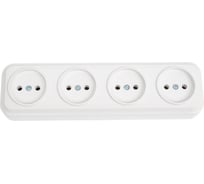 Розетка LEIDEN ELECTRIC 4-ая (открытая, с/з) бежевая, Bailly, 806029