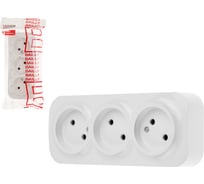 Розетка LEIDEN ELECTRIC 3-ая (открытая, б/з) белая, Bailly, 806008