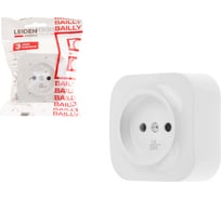 Розетка LEIDEN ELECTRIC 1-ая (открытая, б/з) белая, Bailly, 806003
