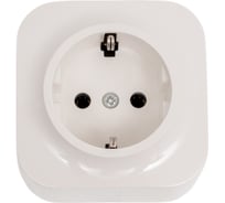 Розетка LEIDEN ELECTRIC 1-ая (открытая, с/з) белая, Bailly, 806004